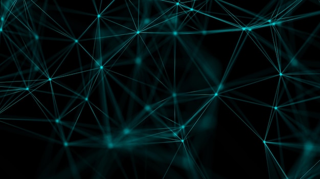 Netzwerkverbindungsstruktur Datenübertragung Abstract-Hintergrund mit Verflechtung von Punkten und Linien 3D