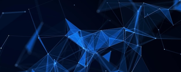 Netzwerkverbindungsstruktur Digitaler Hintergrund mit Punkten und Linien Big-Data-Visualisierung 3D-Rendering