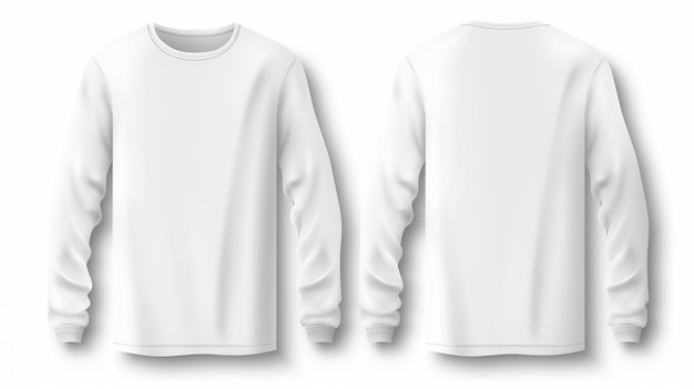 Neu gestaltete Blanko-Modellvorlage für ein weißes Hemd, die sowohl die Designmöglichkeiten auf der Vorder- als auch auf der Rückseite von Generative Ai zeigt