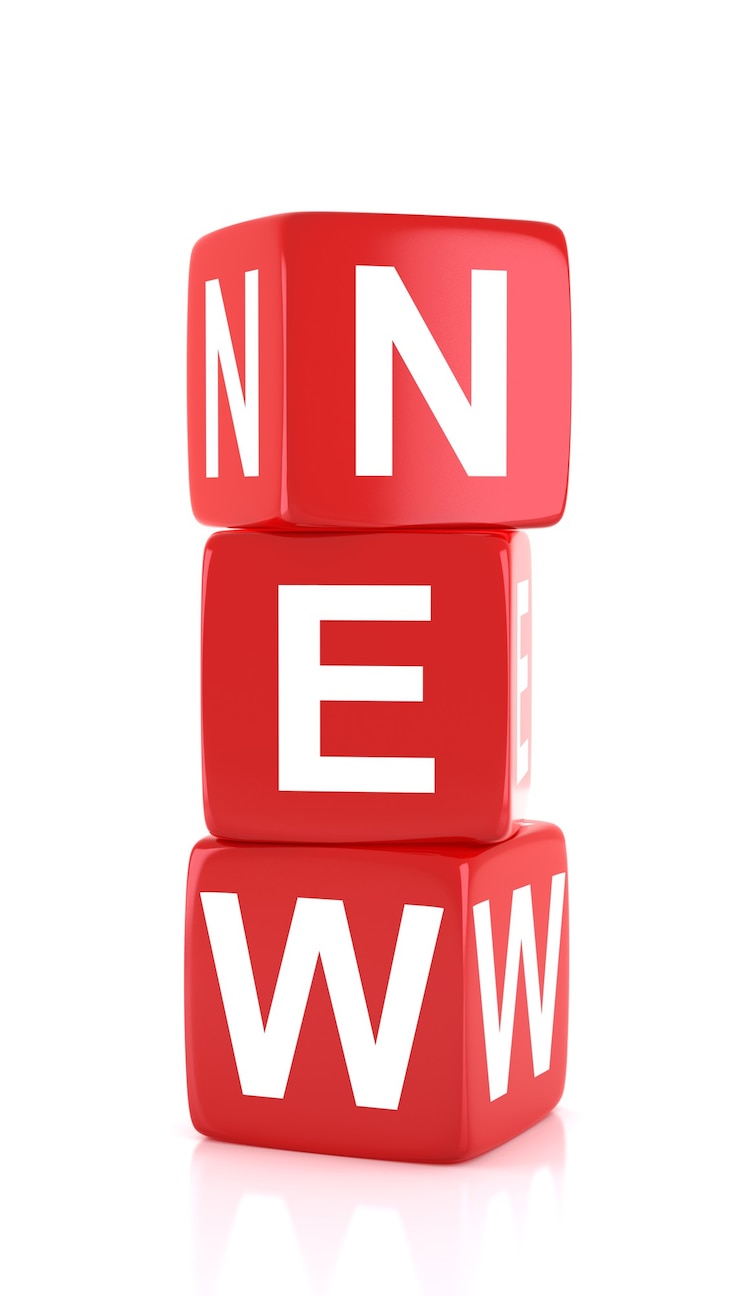 Foto neu - weißer text 3d über roten kästen. 3d-rendering