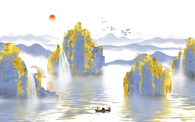 Neue chinesische künstlerische Konzeption abstrakte Tinte Landschaft Hintergrundwand