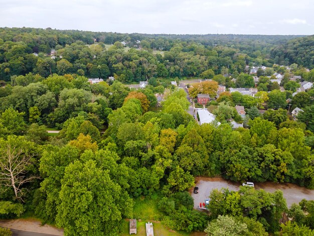 Neue Hoffnung in Pennsylvania Landhäuser mit Aerial Top View Panorama Landschaft