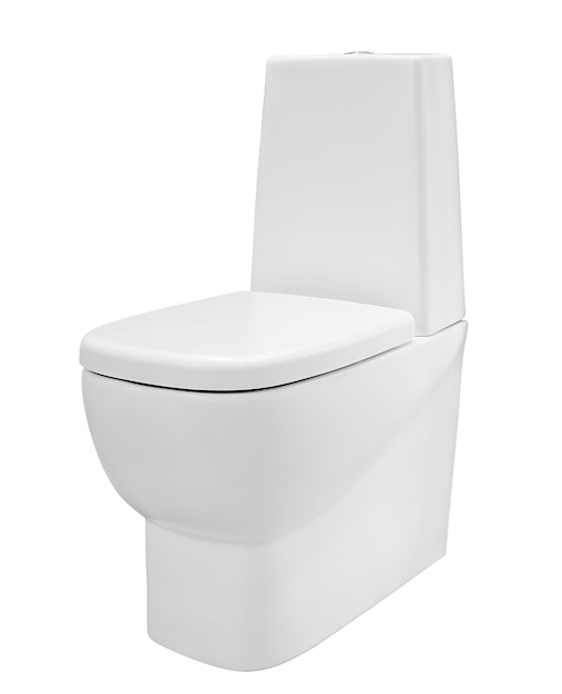 Neue keramische Toilettenschüssel getrennt auf weißem Hintergrund