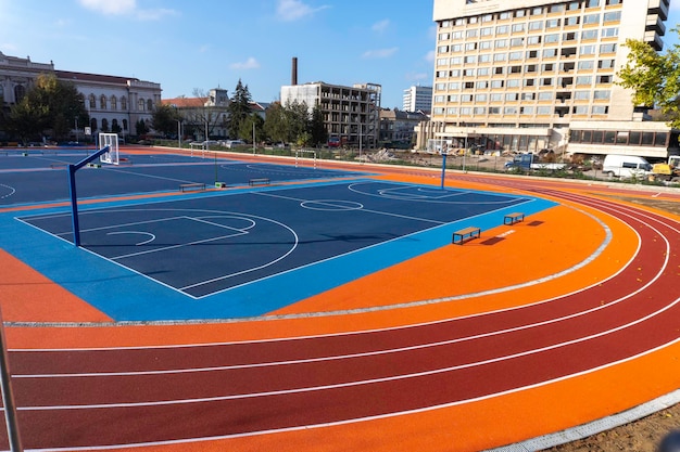 Neue Laufstrecke rot und blau