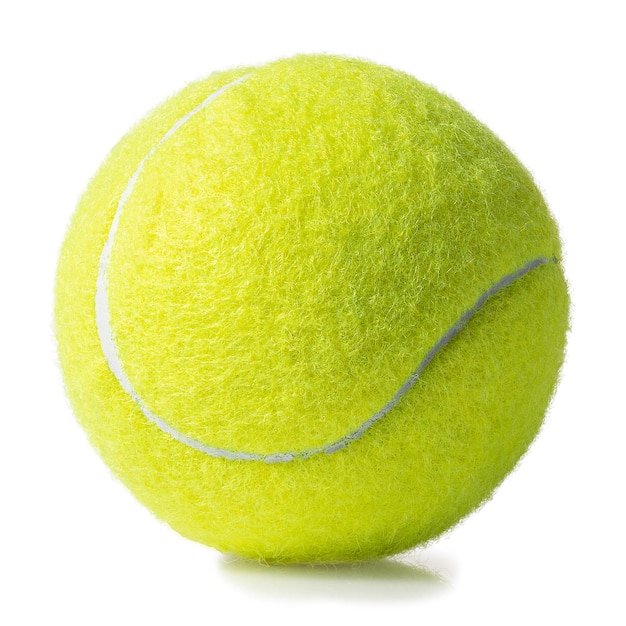 neuer einzelner Tennisball, der auf Weiß isoliert wurde