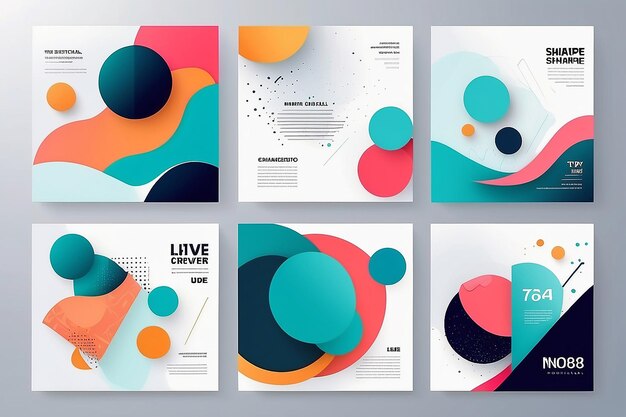 Neuer Trend Moderne abstrakte Vorlage Design Geometrische Minimalformen Elemente Innovative Layouts und kreative Illustrationen