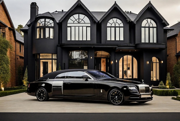 Neues Haus vor Black Rolls Royce