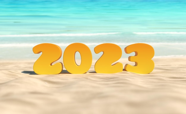 Neues Jahr 2023 kreatives Designkonzept - gerendertes 3D-Bild