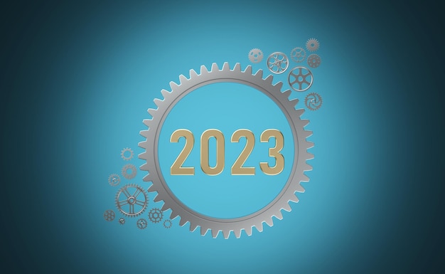 Neues Jahr 2023 kreatives Designkonzept - gerendertes 3D-Bild