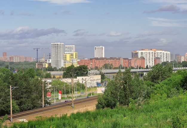 Neues Wohngebiet von Nowosibirsk Bau des Viertels der Europäischen Bank