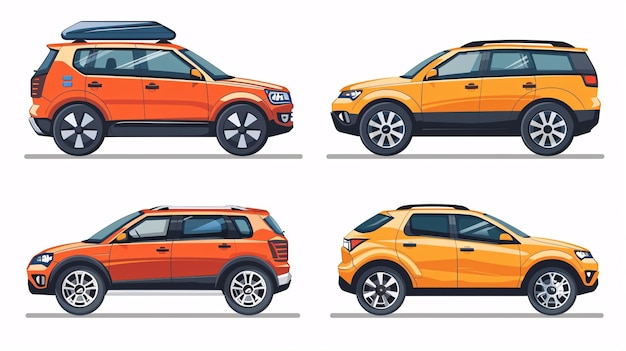 Foto neueste kompaktfahrzeugkollektion mit verschiedenen karosserie-stilen, darunter hatchback-sedan und suv, dargestellt durch einzelne ikonen auf weißem hintergrund