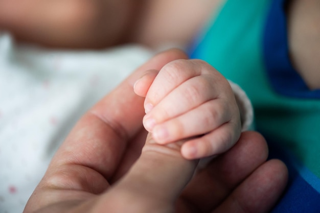 Neugeborene Babys Hand weicher Fokus