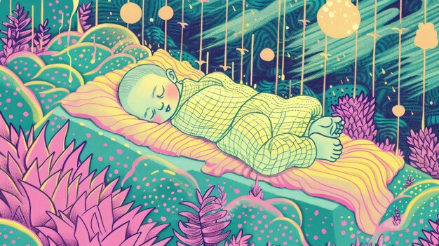 Foto neugeborene friedlich schlafen während einer zufälligen weichen regenschauer naturen wiegenlied