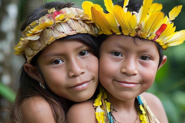 Neugierige Amazonas-Stammeskinder erzeugen Ai