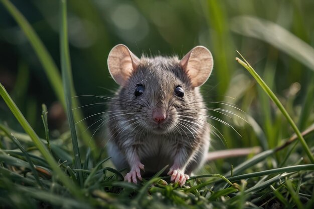 Neugierige Maus im Gras