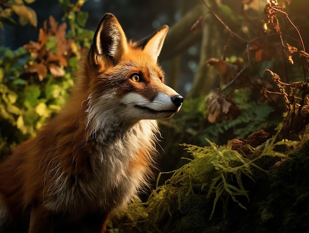 Neugieriger Fuchs im Wald