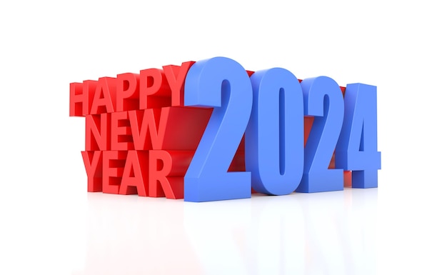 Neujahr 2024 Kreatives Designkonzept 3D-gerendertes Bild