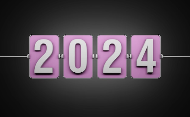 Neujahr 2024 Kreatives Designkonzept 3D-gerendertes Bild