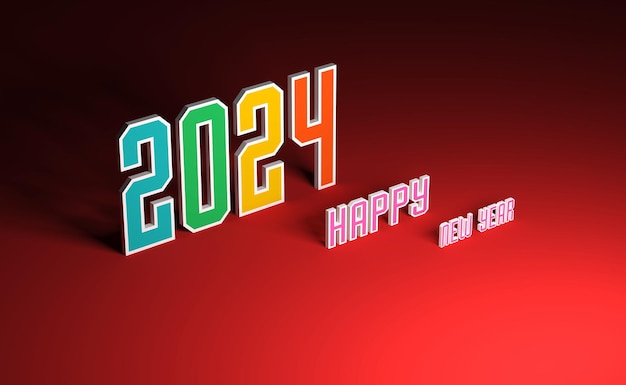 Neujahr 2024 Kreatives Designkonzept 3D-gerendertes Bild