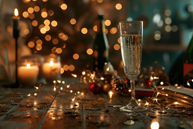 Neujahrsgläser Champagner Feiern Toast Trinken Gläser auf verschwommenem goldenem Hintergrund