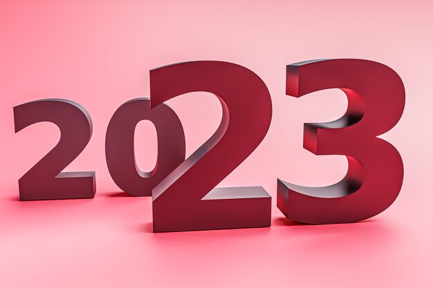 Neujahrskonzept in roten Farben. Nummer 2023