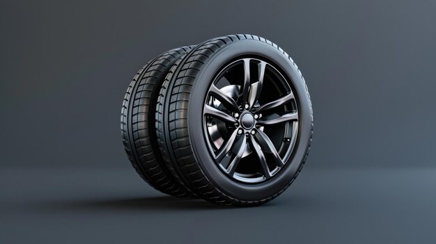 Foto un neumático sobre un fondo gris con una sombra adecuado para la industria automotriz