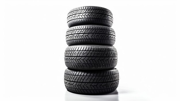Neumáticos de automóviles aislados sobre un fondo blanco