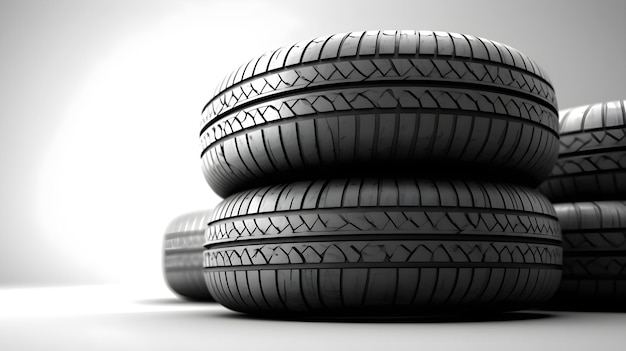 Neumáticos de coche aislado sobre un fondo blanco.