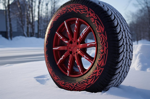 Neumáticos de invierno con símbolo de copo de nieve en el flanco creado con IA generativa