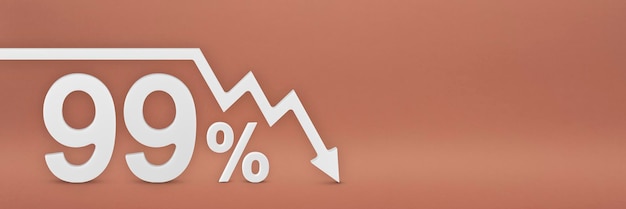 Foto neunundneunzig prozent zeigt der pfeil in der grafik nach unten börsencrash bärenmarktinflation