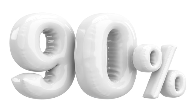 Neunzig Prozent 90 Ballon-Text 3D-Illustration