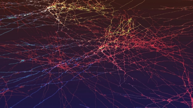 Neuralnetzwerk-Visualisierung mit lebendigen Farben, die komplexe Verbindungen im Gehirn darstellen