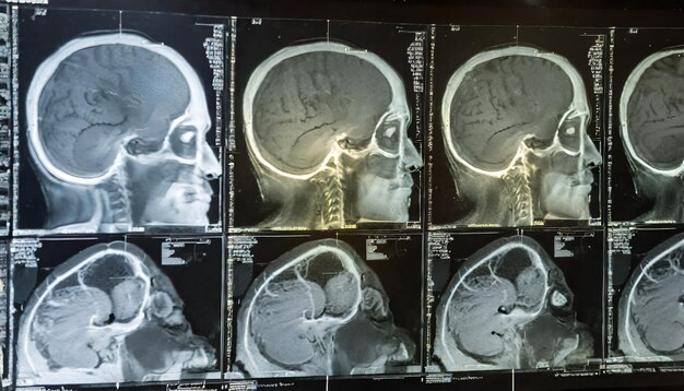 Foto la neurología revela la exploración de la tomografía por tomografía computarizada y los resultados de la resonancia magnética en medicina ia generativa