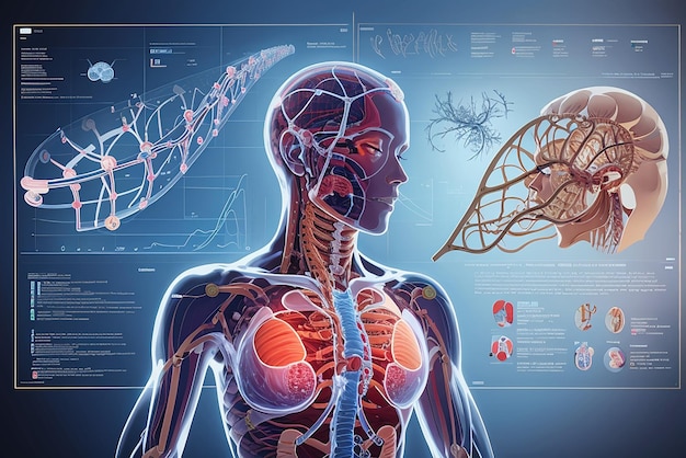 Neurologie-Poster mit Infografik-Elementen im Retro-Vintage-Stil von Körperinneren und bearbeitbar