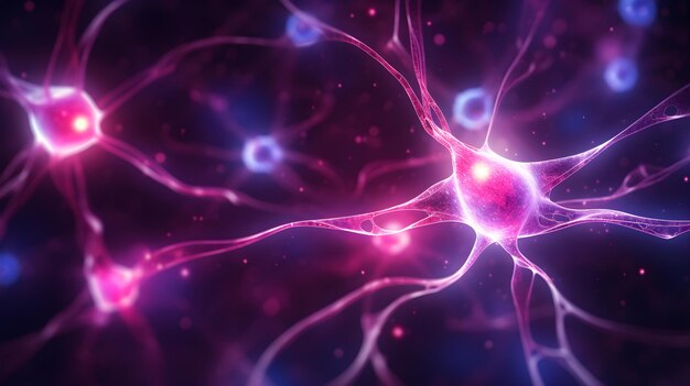 Foto neuronas, células cerebrales, antecedentes médicos, ia generativa