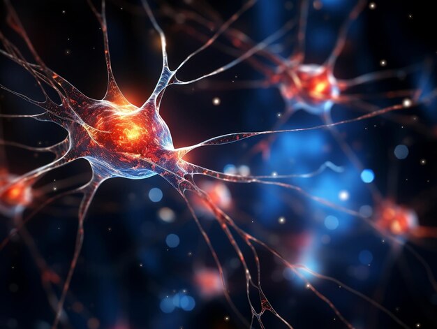 Neuronas de células neurales que conectan el cerebro IA generativa