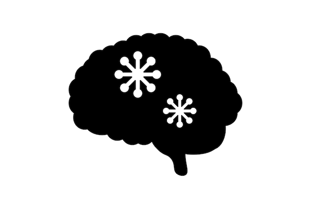 Neuronas cerebro aplicación plana icono minimalista web símbolo negro signo