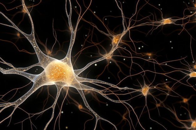 Neuronas en el cerebro humano hermosa ilustración imagen IA generativa