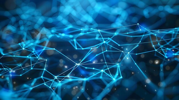 Neuronas digitales interconectadas que representan redes neuronales cuánticas y fusión