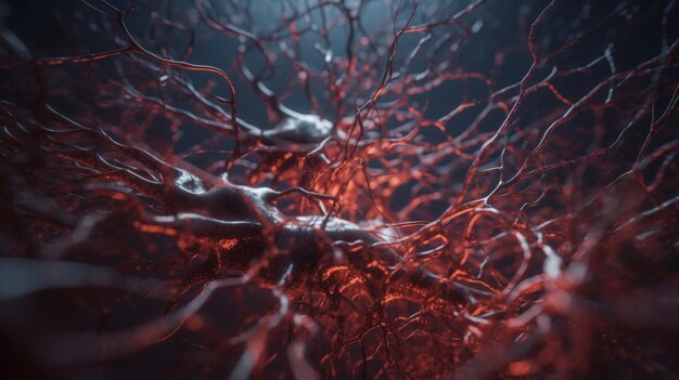 Foto neuronas orgánicas conexiones neuronales cerebro dentro de ai generado arte