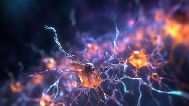 Neuronen und synapsenähnliche Strukturen, die die generative Ai des Gehirns darstellen