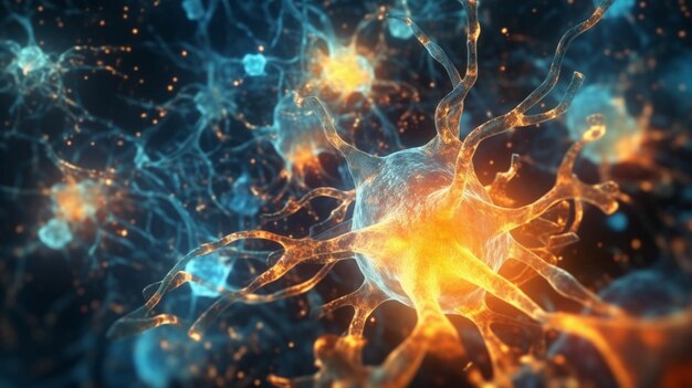 Neuronen und synapsenähnliche Strukturen, die die generative Ai des Gehirns darstellen