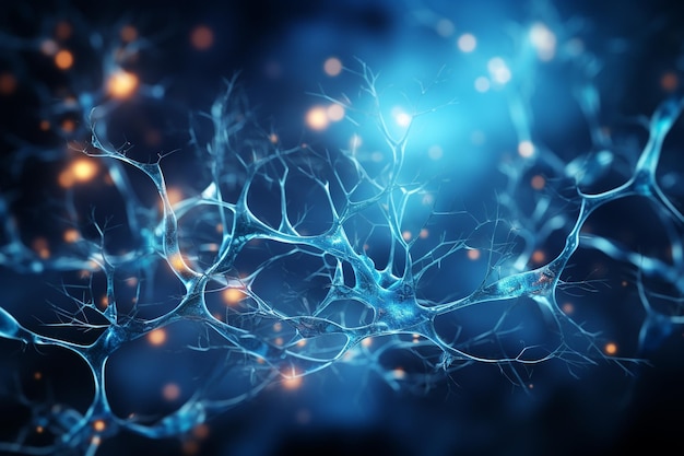 Neuronenzelle mit Neuronen und Nervensystem im Hintergrundgenerative KI