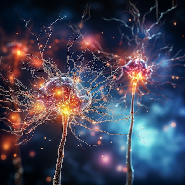 Neurônios de células neurais conectando o cérebro