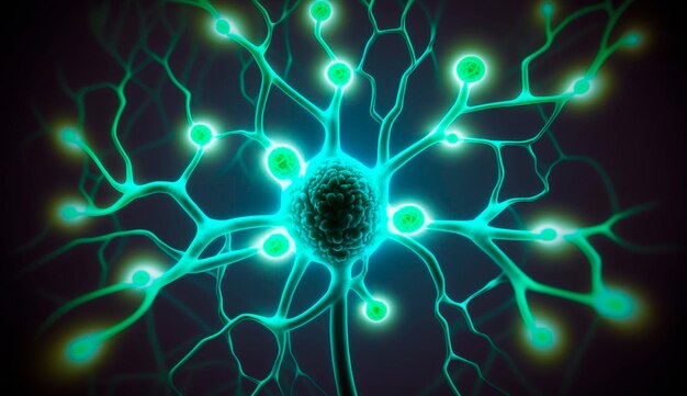 Neurônios no cérebro com efeito de foco Generative AI