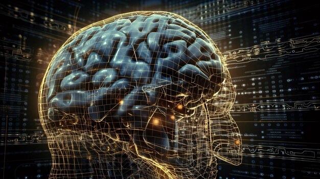 Foto neurotecnologia do cérebro tecnologia da informação futura generativa ai