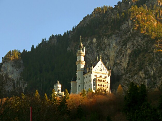 Neuschwanstein impressionante na luz solar do outono, Baviera, Alemanha