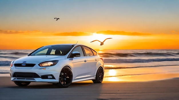 Nevada, USA, 25. Dezember 2018 Ford Fusion Silberfarbe auf Berggrund