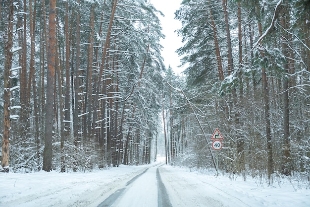 Nevadas en la carretera de invierno