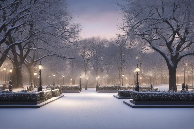 Nevando nos Jardins do Jubileu